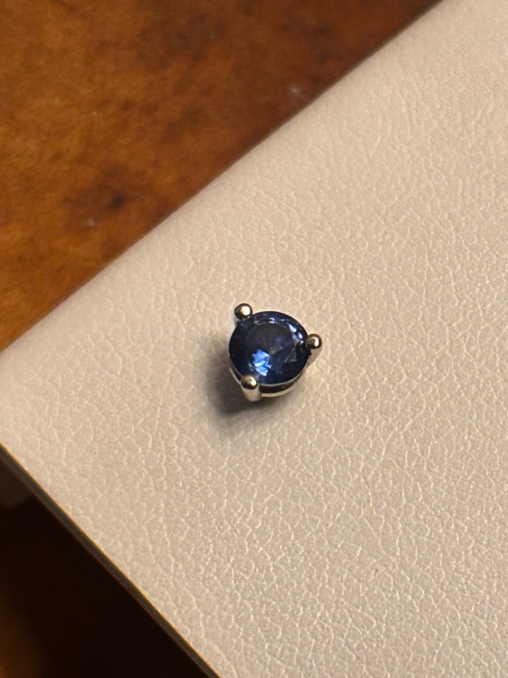 Single Ceylon Sapphire Gem Stud Earring | 14K White Gold